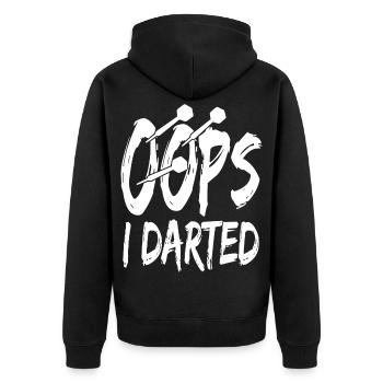  I Darted Darts Dartscheibe Dartpfeile Dartspiel - Unisex Premium Bio Zip Hoodie - Schwarz - Hinten - Nico (187cm)
