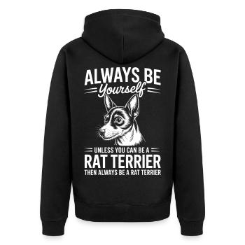 Rat Terrier Sprüche Lustiges Rat Terrier Geschenk  - Unisex Premium Bio Zip Hoodie - Schwarz - Hinten - Nico (187cm)