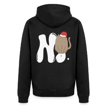 no face cat ugly sweater - Unisex Premium Bio Zip Hoodie - Schwarz - Hinten - Nico (187cm)