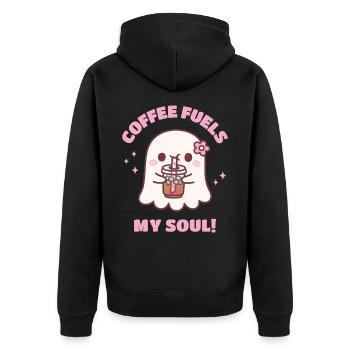 Kaffee nährt meine Seele niedliche Geistergetränke Eiskaffee - Unisex Premium Bio Zip Hoodie - Schwarz - Hinten - Nico (187cm)