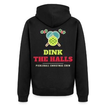 Dink die Hallen Lustiges Pickleball-Weihnachten - Unisex Premium Bio Zip Hoodie - Schwarz - Hinten - Nico (187cm)