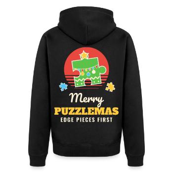 Fröhliche Puzzlemas Lustiges Puzzlepuzzle Weihnachten - Unisex Premium Bio Zip Hoodie - Schwarz - Hinten - Nico (187cm)