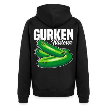 Gurken Flüsterer - Unisex Premium Bio Zip Hoodie - Schwarz - Hinten - Nico (187cm)