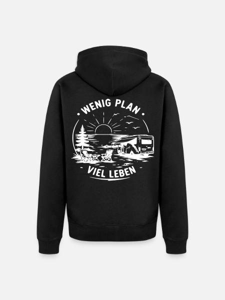 Wenig Plan Viel Leben - Unisex Premium Bio Zip Hoodie - Schwarz