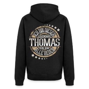 Thomas - Unisex Premium Bio Zip Hoodie - Schwarz - Hinten - Nico (187cm)