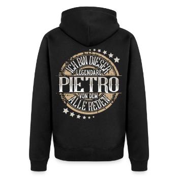 Pietro - Unisex Premium Bio Zip Hoodie - Schwarz - Hinten - Nico (187cm)
