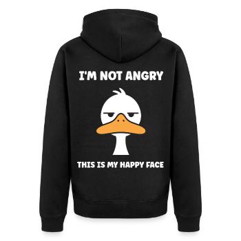 Happy Face Duck Nicht wütend - Unisex Premium Bio Zip Hoodie - Schwarz - Hinten - Nico (187cm)