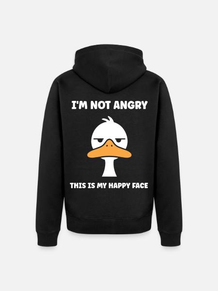 Happy Face Duck Nicht wütend - Unisex Premium Bio Zip Hoodie - Schwarz