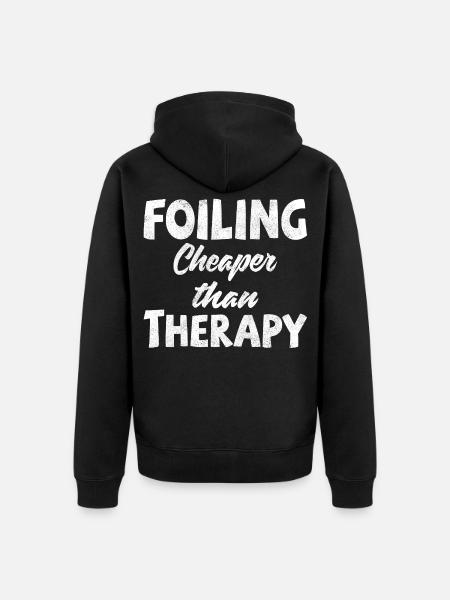 Foiler Foiling. Cheaper than Therapy - Unisex Premium Bio Zip Hoodie - Schwarz