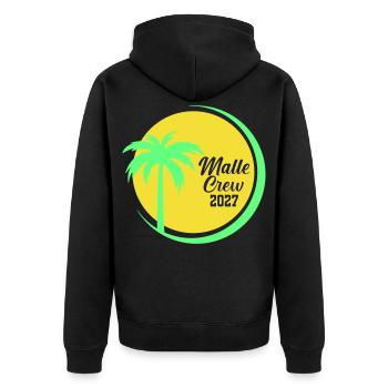 Malle Crew 2027 Palmen Design - Unisex Premium Bio Zip Hoodie - Schwarz - Hinten - Nico (187cm)