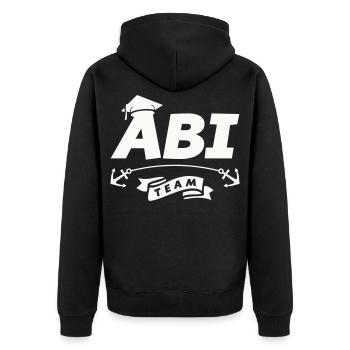 Abi Team Logo mit Ankerband - Unisex Premium Bio Zip Hoodie - Schwarz - Hinten - Nico (187cm)