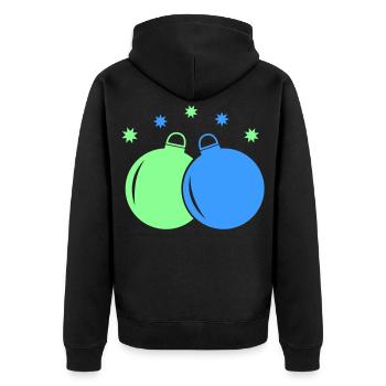 Neon-Weihnachtskugeln Duo - Unisex Premium Bio Zip Hoodie - Schwarz - Hinten - Nico (187cm)
