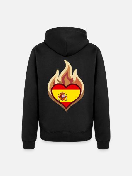 Spain Heart on Fire - Unisex Premium Bio Zip Hoodie - Schwarz