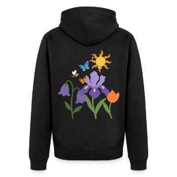 Blumen botanisch Blumenmotiv Illustration Pflanze - Unisex Premium Bio Zip Hoodie - Schwarz - Hinten - Nico (187cm)