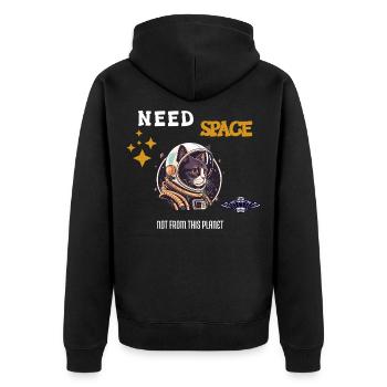 Need Space Cat Astronaut - Funny Space Kitty - Unisex Premium Bio Zip Hoodie - Schwarz - Hinten - Nico (187cm)
