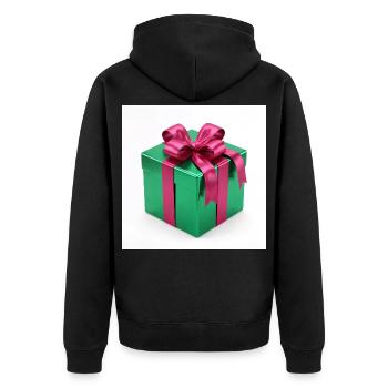 Grünes Geschenkpaket - Unisex Premium Bio Zip Hoodie - Schwarz - Hinten - Nico (187cm)