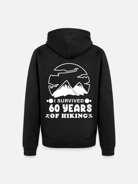 60 Jahre - Berg Wandern Bergsteigen - Unisex Premium Bio Zip Hoodie - Schwarz