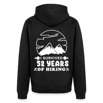 52 Jahre - Berg Wandern Bergsteigen - Unisex Premium Bio Zip Hoodie - Schwarz - Hinten - Nico (187cm)