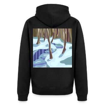 Pastell-Stil Winterwald - Unisex Premium Bio Zip Hoodie - Schwarz - Hinten - Nico (187cm)