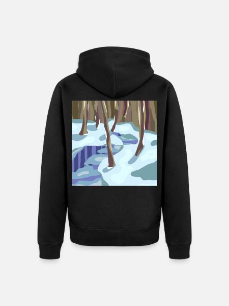 Pastell-Stil Winterwald - Unisex Premium Bio Zip Hoodie - Schwarz