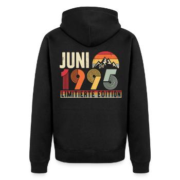Juni 1995 Limitierte Edition Vintage Retro 1995  - Unisex Premium Bio Zip Hoodie - Schwarz - Hinten - Nico (187cm)