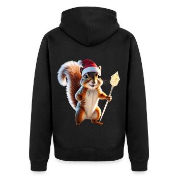Magisches Weihnachts Eichhörnchen, Hüter des Wades - Unisex Premium Bio Zip Hoodie - Schwarz - Hinten - Nico (187cm)