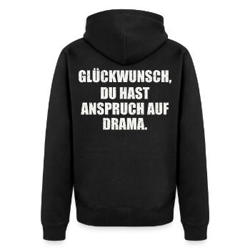 Sarkasmus - Unisex Premium Bio Zip Hoodie - Schwarz - Hinten - Nico (187cm)