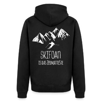 Zermatt Skifahren - Unisex Premium Bio Zip Hoodie - Schwarz - Hinten - Nico (187cm)