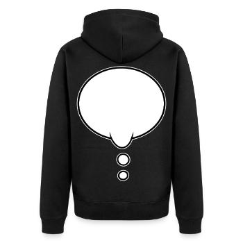 Denkblase Design - Unisex Premium Bio Zip Hoodie - Schwarz - Hinten - Nico (187cm)