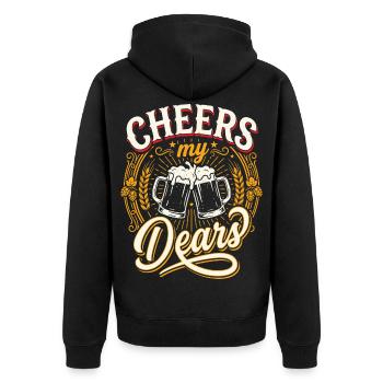 Prost, meine Lieben Biertoast Vintage - Unisex Premium Bio Zip Hoodie - Schwarz - Hinten - Nico (187cm)