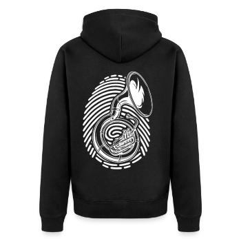 Sousaphon Im Fingerabdruck Für Blasmusikfans - Unisex Premium Bio Zip Hoodie - Schwarz - Hinten - Nico (187cm)