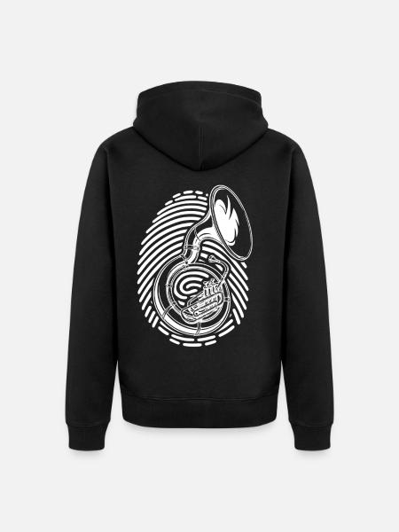 Sousaphon Im Fingerabdruck Für Blasmusikfans - Unisex Premium Bio Zip Hoodie - Schwarz