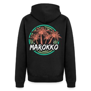 Ferien Marokko - Unisex Premium Bio Zip Hoodie - Schwarz - Hinten - Nico (187cm)