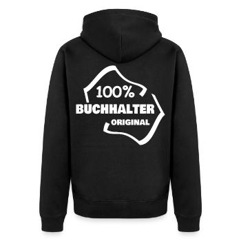 Arbeit Buchhalter - Unisex Premium Bio Zip Hoodie - Schwarz - Hinten - Nico (187cm)
