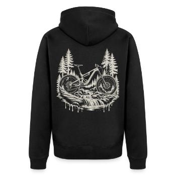 Mountainbike MTB Enduro Trail Geschenk - Unisex Premium Bio Zip Hoodie - Schwarz - Hinten - Nico (187cm)
