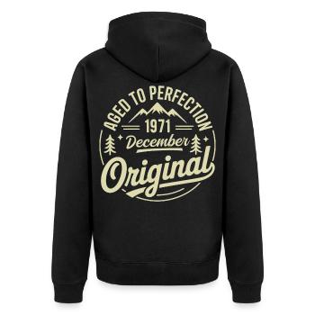 Dezember 1971 Dezember 1971 - Unisex Premium Bio Zip Hoodie - Schwarz - Hinten - Nico (187cm)