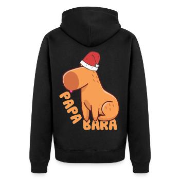 lustiges Wasserschwein Papabara t-shirt - Unisex Premium Bio Zip Hoodie - Schwarz - Hinten - Nico (187cm)