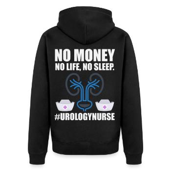 Urologie-krankenschwester Abteilungszubehör - Unisex Premium Bio Zip Hoodie - Schwarz - Hinten - Nico (187cm)