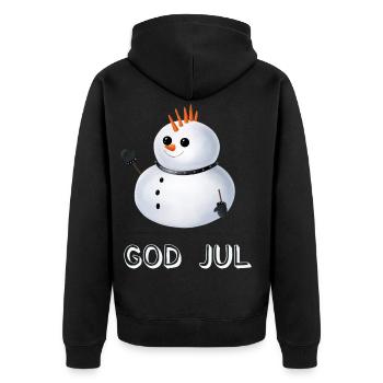 Gothic Schneemann God Jul - Schwedisch - Unisex Premium Bio Zip Hoodie - Schwarz - Hinten - Nico (187cm)