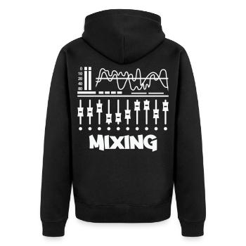 Mixing Studio Vibes - Unisex Premium Bio Zip Hoodie - Schwarz - Hinten - Nico (187cm)