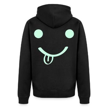 Smileface - Unisex Premium Bio Zip Hoodie - Schwarz - Hinten - Nico (187cm)