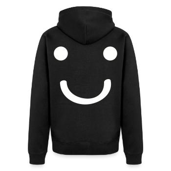 Smileface - Unisex Premium Bio Zip Hoodie - Schwarz - Hinten - Nico (187cm)
