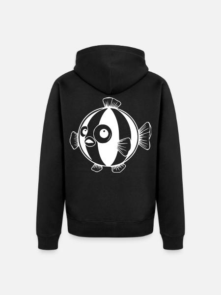 Lustiger Kugelfisch Comic Geschenk - Unisex Premium Bio Zip Hoodie - Schwarz