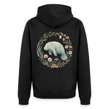 Wildblumen am Manatee Lake - Unisex Premium Bio Zip Hoodie - Schwarz - Hinten - Nico (187cm)