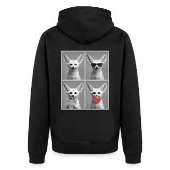 Wüstenfuchs Fennek - Unisex Premium Bio Zip Hoodie - Schwarz - Hinten - Nico (187cm)
