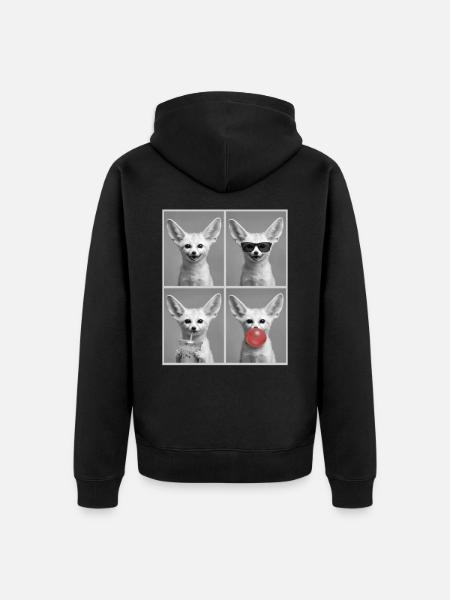 Wüstenfuchs Fennek - Unisex Premium Bio Zip Hoodie - Schwarz