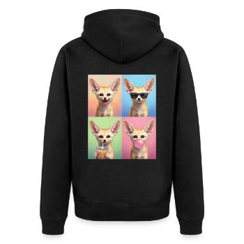 Wüstenfuchs Fennek - Unisex Premium Bio Zip Hoodie - Schwarz - Hinten - Nico (187cm)