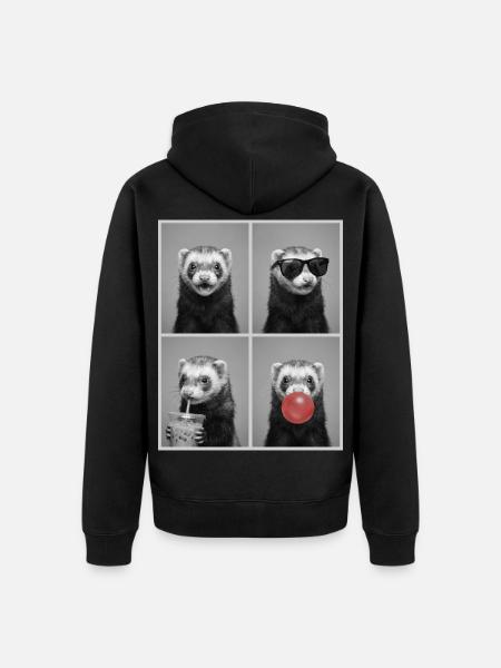 Ferret Frettchen - Unisex Premium Bio Zip Hoodie - Schwarz