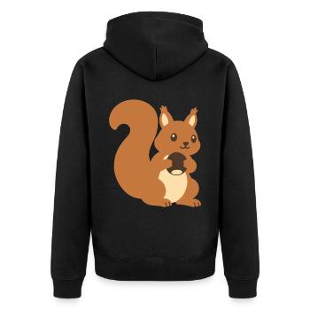 Eichhörnchen Haselnuss Illustration Geschenkidee - Unisex Premium Bio Zip Hoodie - Schwarz - Hinten - Nico (187cm)