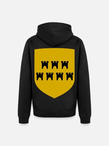 Gelbes Wappen mit Türmen - Unisex Premium Bio Zip Hoodie - Schwarz